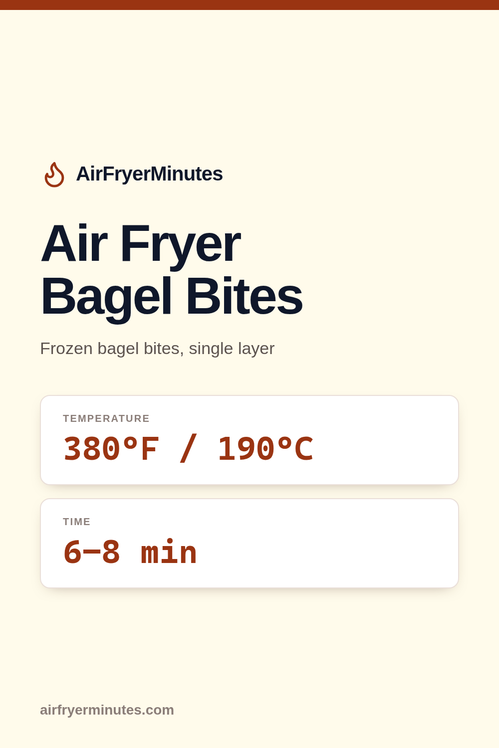 Air fryer bagel bites: 6-8 minutes at 380F