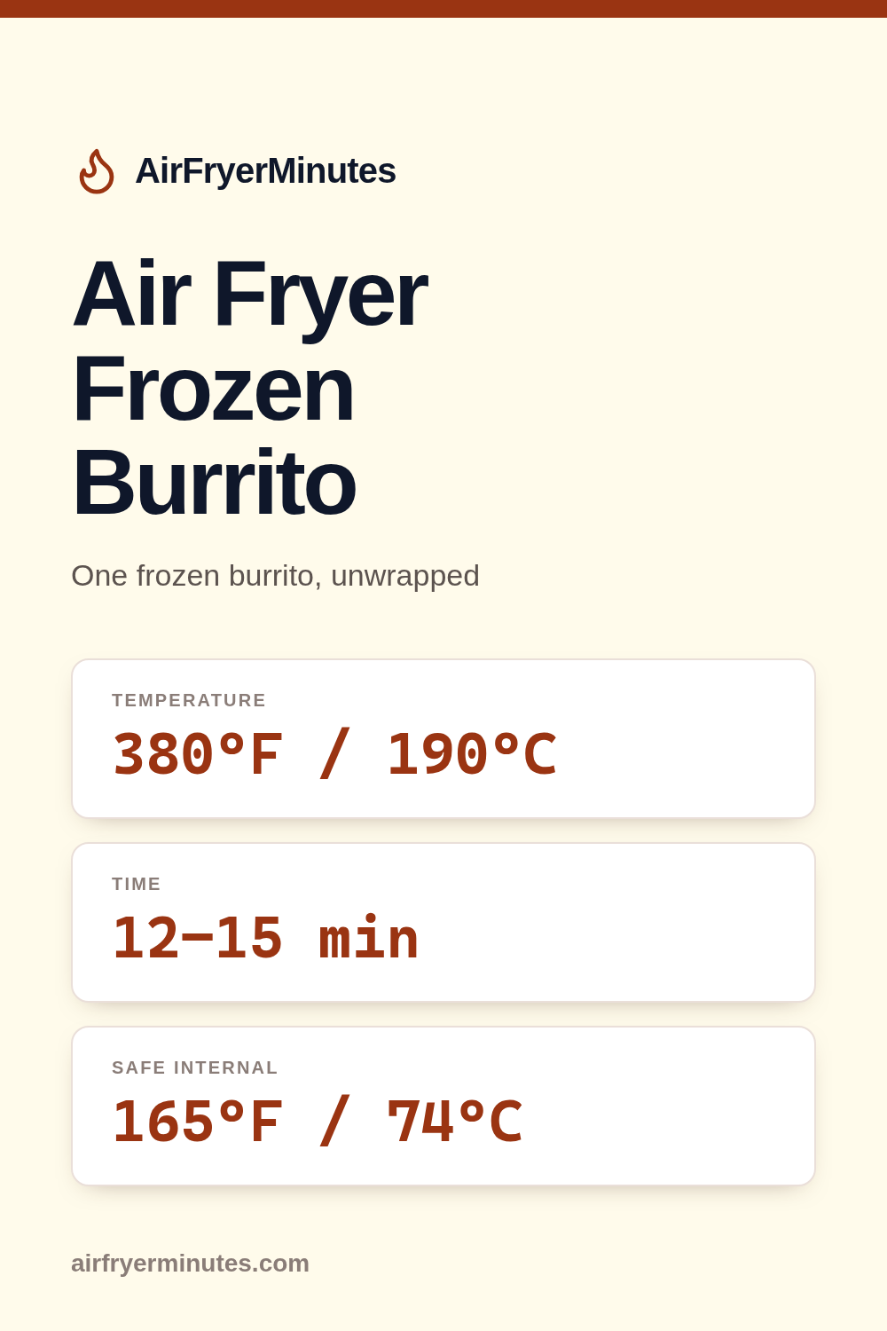Air fryer frozen burrito: 12-15 minutes at 380F