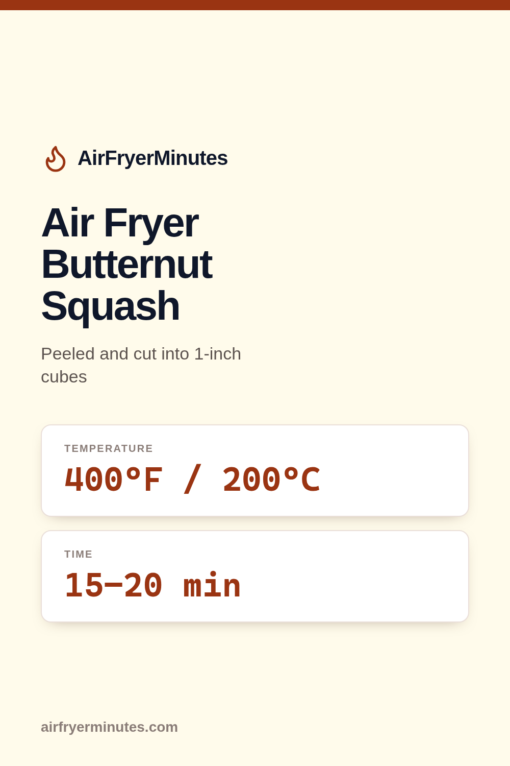 Air fryer butternut squash: 15-20 minutes at 400F