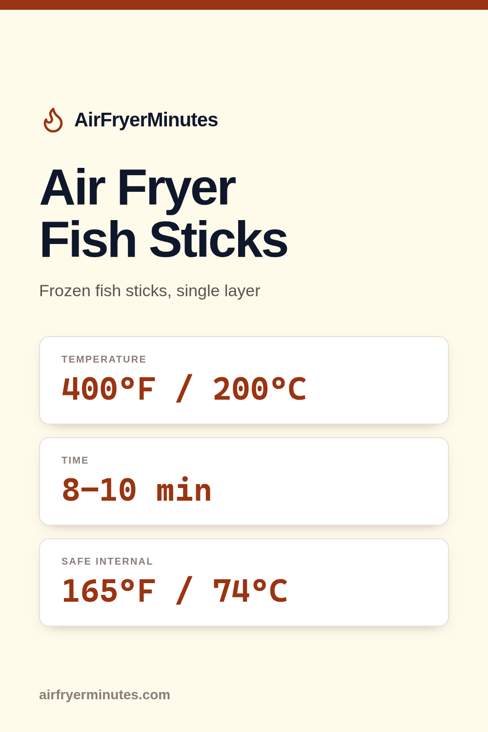 Air fryer fish sticks: 8-10 minutes at 400F
