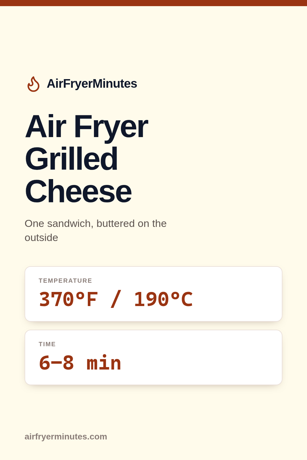 Air fryer grilled cheese: 6-8 minutes at 370F
