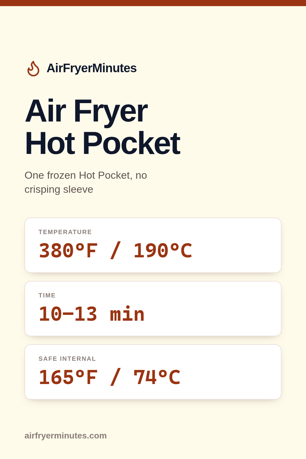 Air fryer hot pocket: 10-13 minutes at 380F