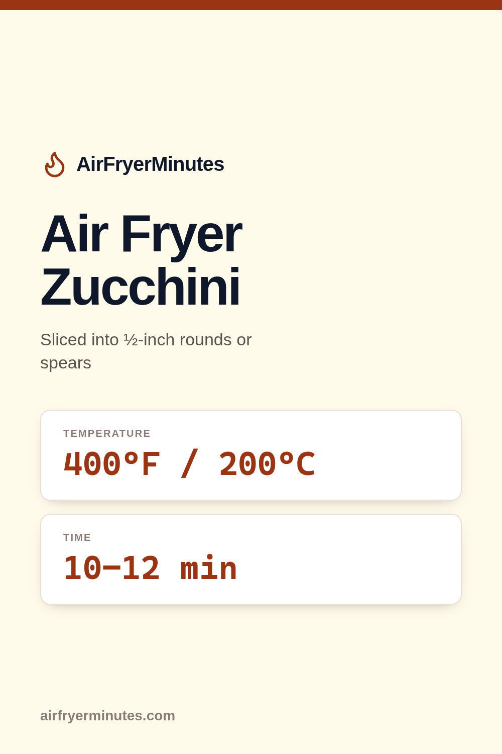 Air fryer zucchini: 10-12 minutes at 400F